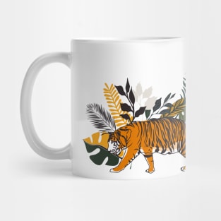 Colorful Tiger Art With Tropical Foliage Mug